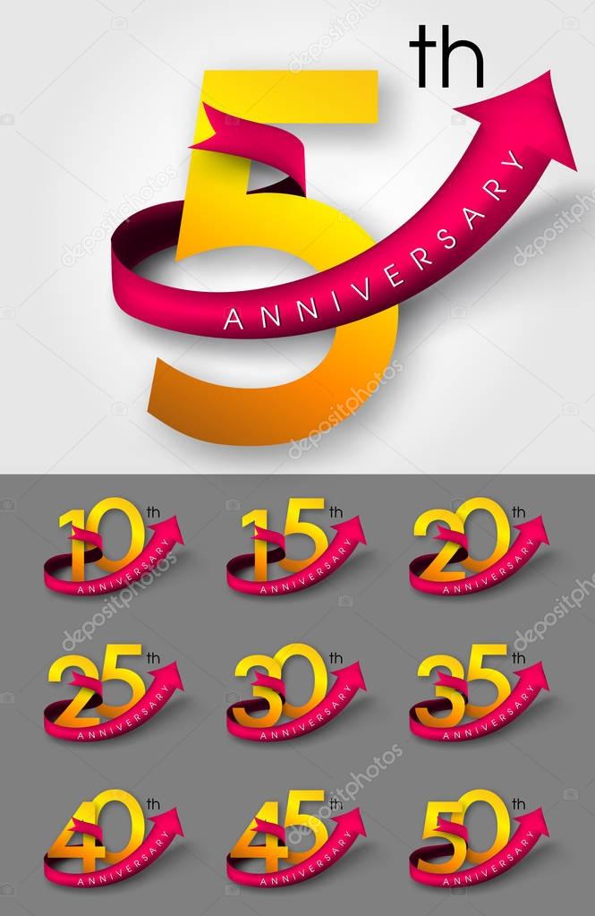 Set of Anniversary emblems , anniversary template design for web