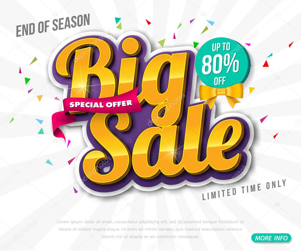 Sale banner template design, Big sale special up to 80% off. Sup