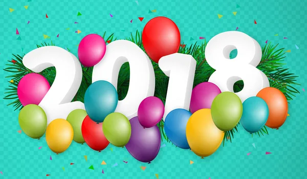 2018 happy New Year veya Noel Derma balon ve arka — Stok Vektör