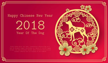 Fo 2018 Çin yeni yılı kağıt kesme yıl köpek vektör tasarımı