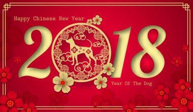 Fo 2018 Çin yeni yılı kağıt kesme yıl köpek vektör tasarımı