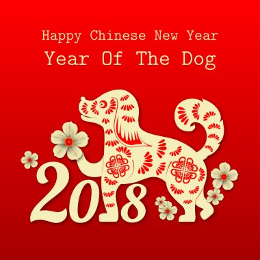 Fo 2018 Çin yeni yılı kağıt kesme yıl köpek vektör tasarımı