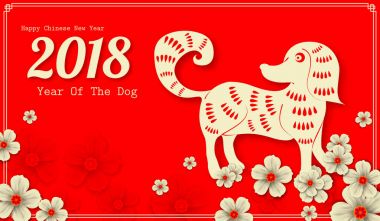 Fo 2018 Çin yeni yılı kağıt kesme yıl köpek vektör tasarımı
