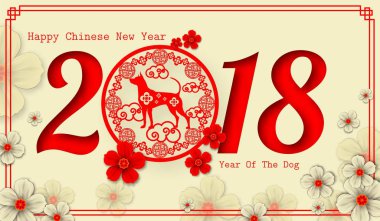 Fo 2018 Çin yeni yılı kağıt kesme yıl köpek vektör tasarımı