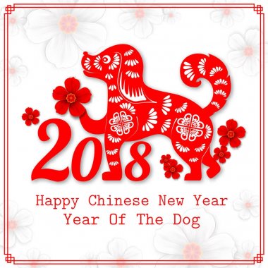 Fo 2018 Çin yeni yılı kağıt kesme yıl köpek vektör tasarımı