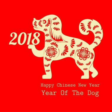 Fo 2018 Çin yeni yılı kağıt kesme yıl köpek vektör tasarımı