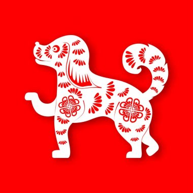 Fo 2018 Çin yeni yılı kağıt kesme yıl köpek vektör tasarımı