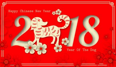 Fo 2018 Çin yeni yılı kağıt kesme yıl köpek vektör tasarımı