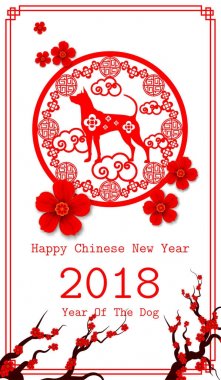Fo 2018 Çin yeni yılı kağıt kesme yıl köpek vektör tasarımı