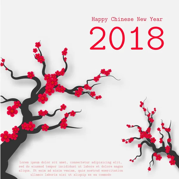 Carta di anno nuovo cinese con fiore di prugna — Vettoriale Stock