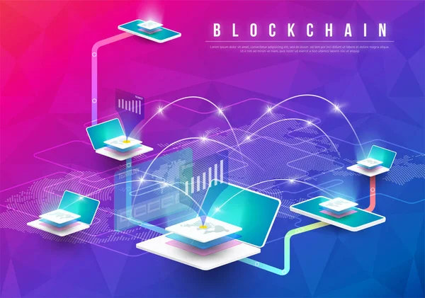 Composition isométrique crypto-monnaie et blockchain avec Isometr — Image vectorielle