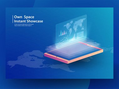Isometr ile Cryptocurrency ve blockchain izometrik kompozisyon
