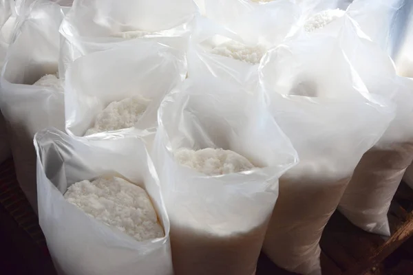 Salt in bags ready for sale — Stock Photo, Image