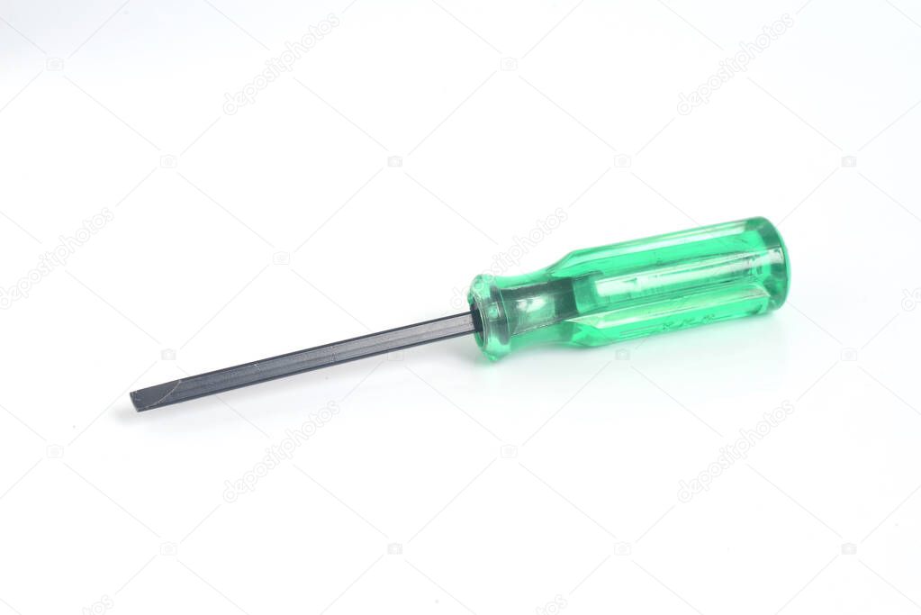 Common screwdriver on white background