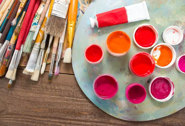 Paint Brushes on Palette stock image. Image of warn - 103263271