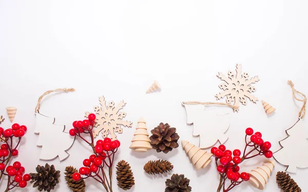 Fondo Navidad Año Nuevo Con Juguetes Conos — Foto de Stock