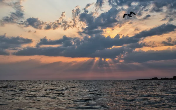 Tramonto Cielo Nuvoloso Sul Mar Nero Penisola Del Crimea Citta — Foto Stock