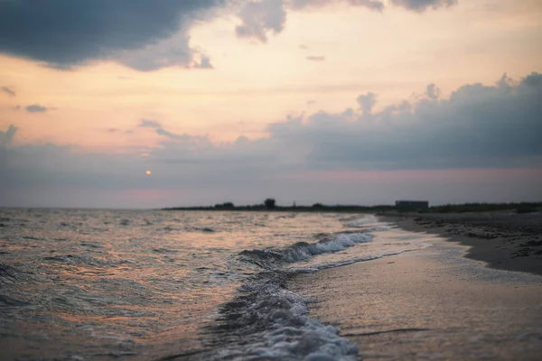 Tramonto Cielo Nuvoloso Sul Mar Nero Penisola Del Crimea Citta — Foto Stock