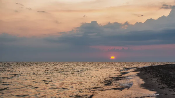 Tramonto Cielo Nuvoloso Sul Mar Nero Penisola Del Crimea Citta — Foto Stock