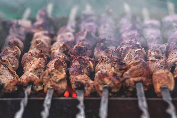 Ready Shish Kebab Pork Grill Natural Lighting — Stock Photo, Image