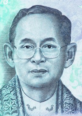 Bhumibol Adulyadet (Rama IX) - Tayland (1946-2016) Kral Tay banknot yakın çekim üzerinde görüntü