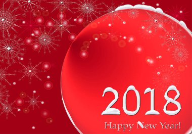 Mutlu yeni yıl 2018 yazı tasarım illüstrasyon tebrik