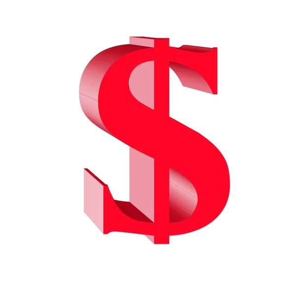 Icône dollar américain signe symbole rouge sur fond blanc. Illustration 3d — Photo