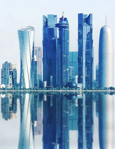 View on financial center of Doha from West Bay.