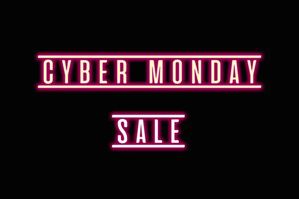 Cyber Monday super sale event.  Illustration with glowing neon text on black background for sale booklets, price tags. leaflets, flyers, invitation cards