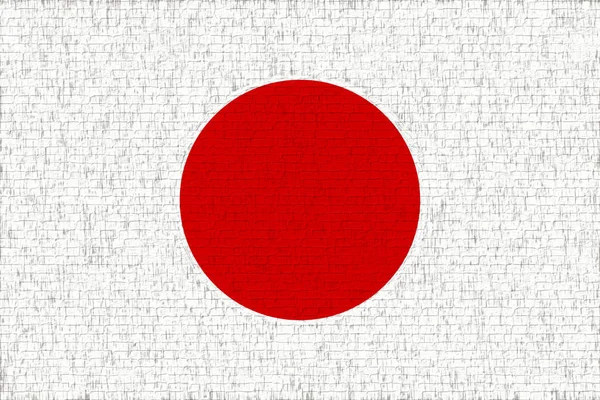 Japonská Národní Vlajka Tradičních Barvách Proporcích Cihlová Textura Vykreslování — Stock fotografie
