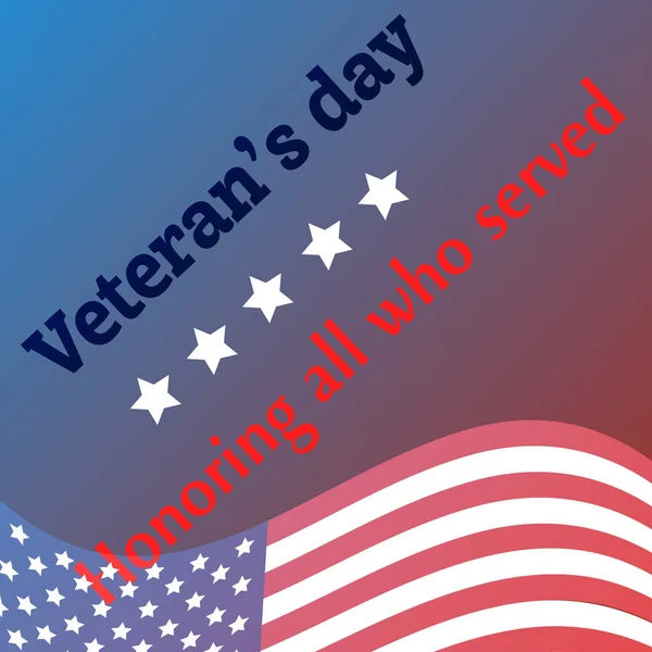 US Veterans day holiday. 11 november. American flag lettering design. Wide vector illustration