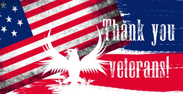 Día Festivo Los Veteranos Estadounidenses Noviembre Diseño Letras Bandera Americana — Vector de stock