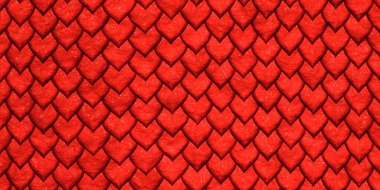 Soyut kırmızı kalp deseni. Şenlikli romantik illüstrasyon. Parlak tatil geçmişi. 3d oluşturma