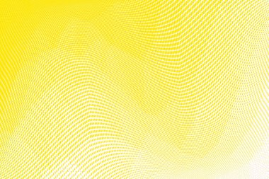Soyut açık sarı yarım ton deseni. Yumuşak dinamik çizgiler. Noktalı yarım ton panoramik vektör çizimi. Modern polka web tasarımı, broşürler, yazıcılar için geniş bir arkaplan