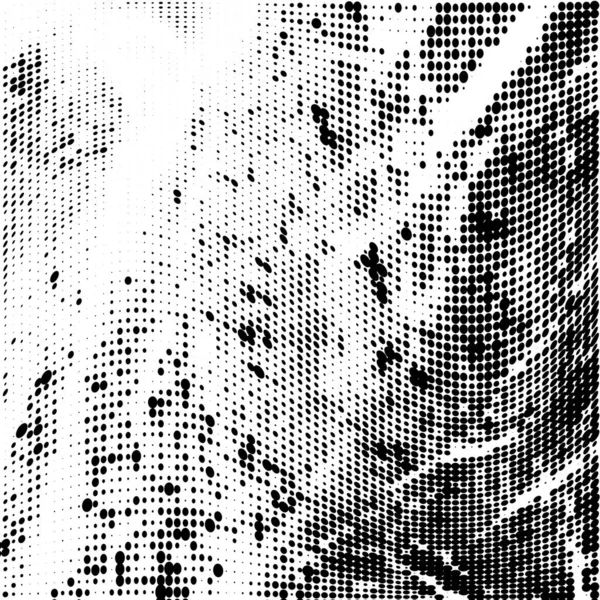 Patrón Semitono Grunge Monocromo Abstracto Líneas Curvas Ilustración Vectorial Medio — Vector de stock