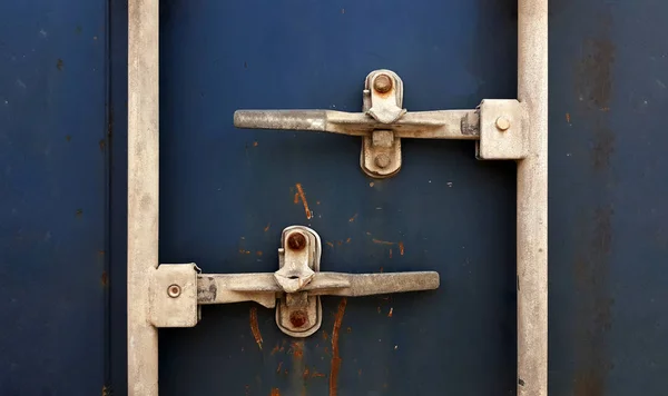 Vista frontal Container. Abra o contentor. Recipiente de carga azul de cor . — Fotografia de Stock