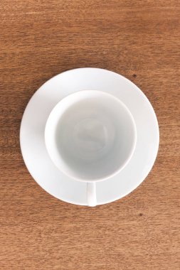 Boş kahve fincan çay bardağı ahşap tablo