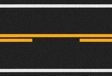 Asfalt yol yüzeyi turuncu ve beyaz çizgili