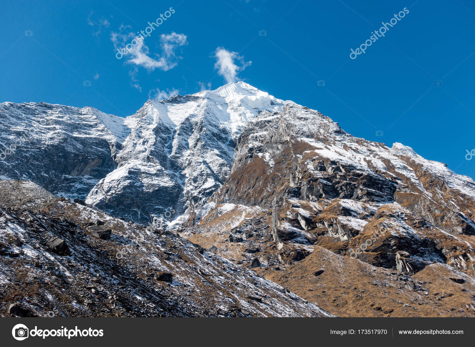 Chaîne De Montagnes De Lhimalaya Et Montagne Annapurna