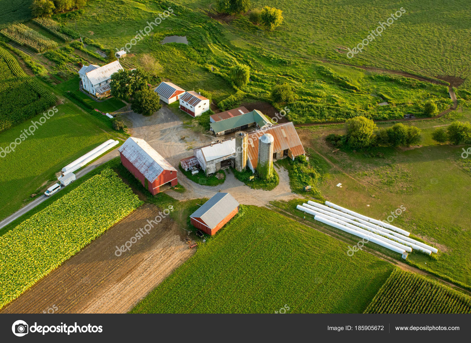 Aerial View of Farm. Stock Photo by ©clintonweaverphotos 185905672