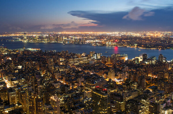 The buildings and skyline of New York City.