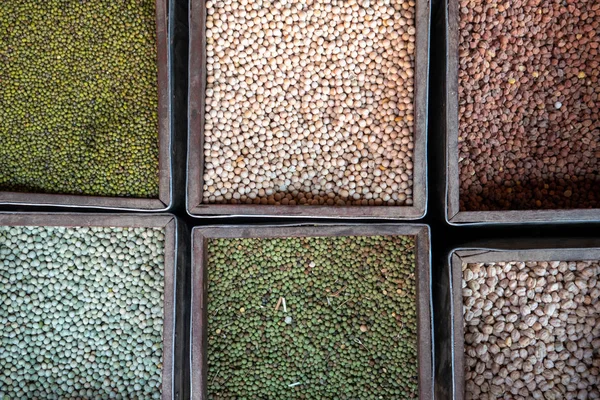 Bins of Beans for Sale at a Shop — Stock Photo, Image