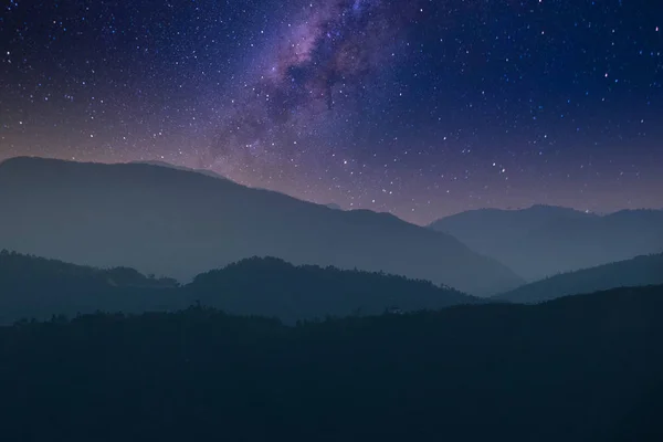 Schoonheid Van Melkweg Nachtelijke Hemel Boven Bleke Heuvels Van Himalaya — Stockfoto