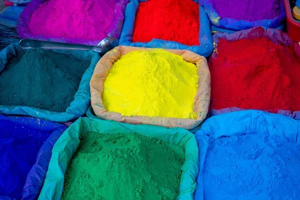 Τσάντες Abir Gulal Powder Για Φεστιβάλ Holi Στο Νεπάλ Και — Φωτογραφία Αρχείου