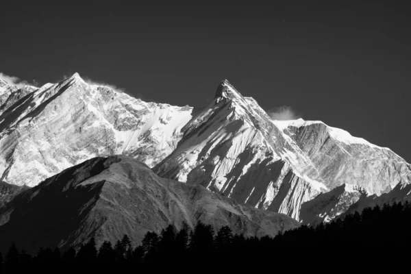 The beauty of the Himalayan Mountains in Black and White.