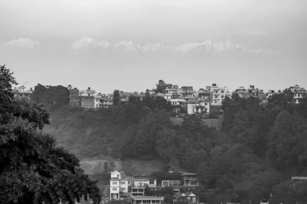 Himalaya Mountains Light Setting Sun Small Town — Φωτογραφία Αρχείου