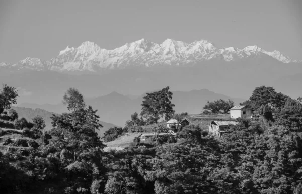 Ένα Φόντο Του Χιονιού Κάλυψε Himalaya Mountain Range Στο Νεπάλ — Φωτογραφία Αρχείου