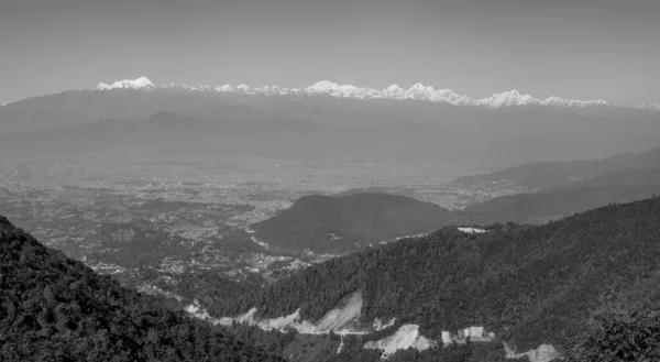 Een Achtergrond Van Besneeuwde Himalaya Bergketen Nepal — Stockfoto