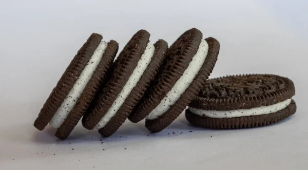 Čtyři Malé Cookies Izolované Bílém Pozadí — Stock fotografie