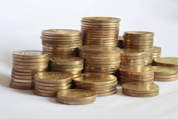 Piles Golden Colored Nepal Rupee Coins — Stock Photo, Image